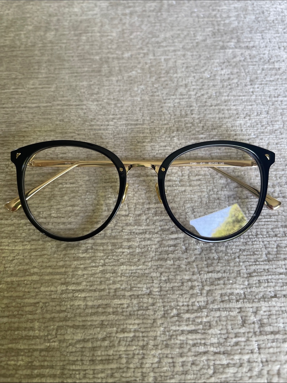 TIJN Black and Gold Round Frame Glasses